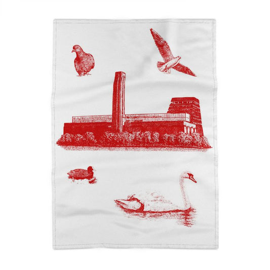 Tate Modern Birds Tea Towel - Red on White