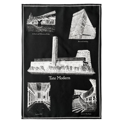 Tate Modern Tea Towel - White on Black