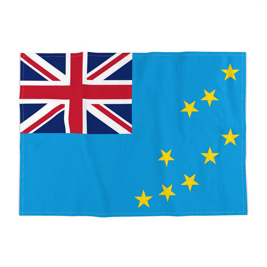 Tuvalu flag shown flat against a white background, featuring a blue field with yellow stars and the Union Jack in the upper left corner.