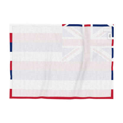 Reverse of tea towel featuring Hawaii flag. 