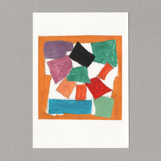 Original gouache painting by Chris Coombes, based on a postcard of The Snail (1953) by Henri Matisse in the Tate collection.
