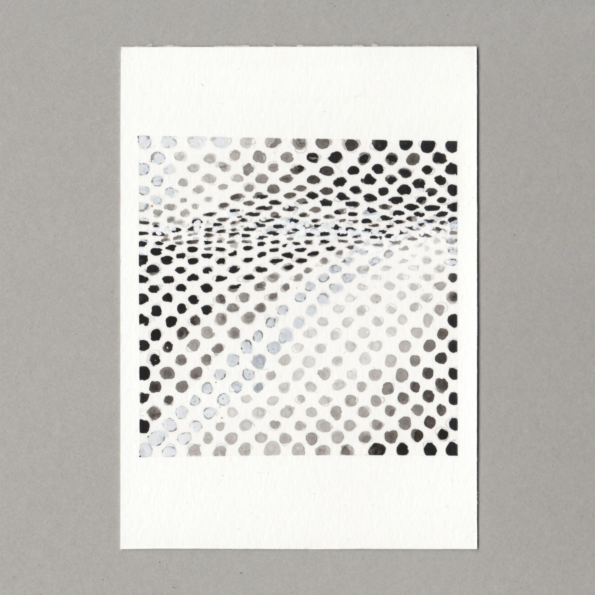 Original gouache painting by Chris Coombes, based on a postcard of Hesitate (1964) by Bridget Riley in the Tate collection.
