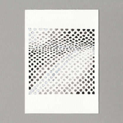 Original gouache painting by Chris Coombes, based on a postcard of Hesitate (1964) by Bridget Riley in the Tate collection.
