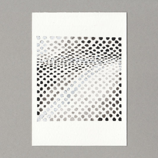 Original gouache painting by Chris Coombes, based on a postcard of Hesitate (1964) by Bridget Riley in the Tate collection.
