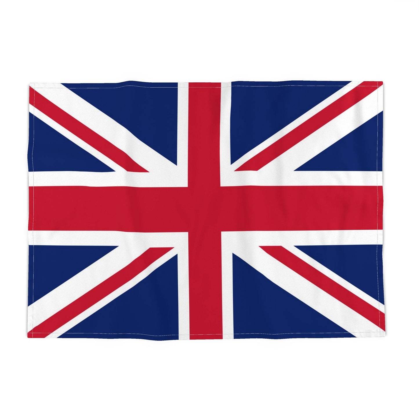 A Union Jack flag with red, white, and blue colors, shown flat against a solid white background.