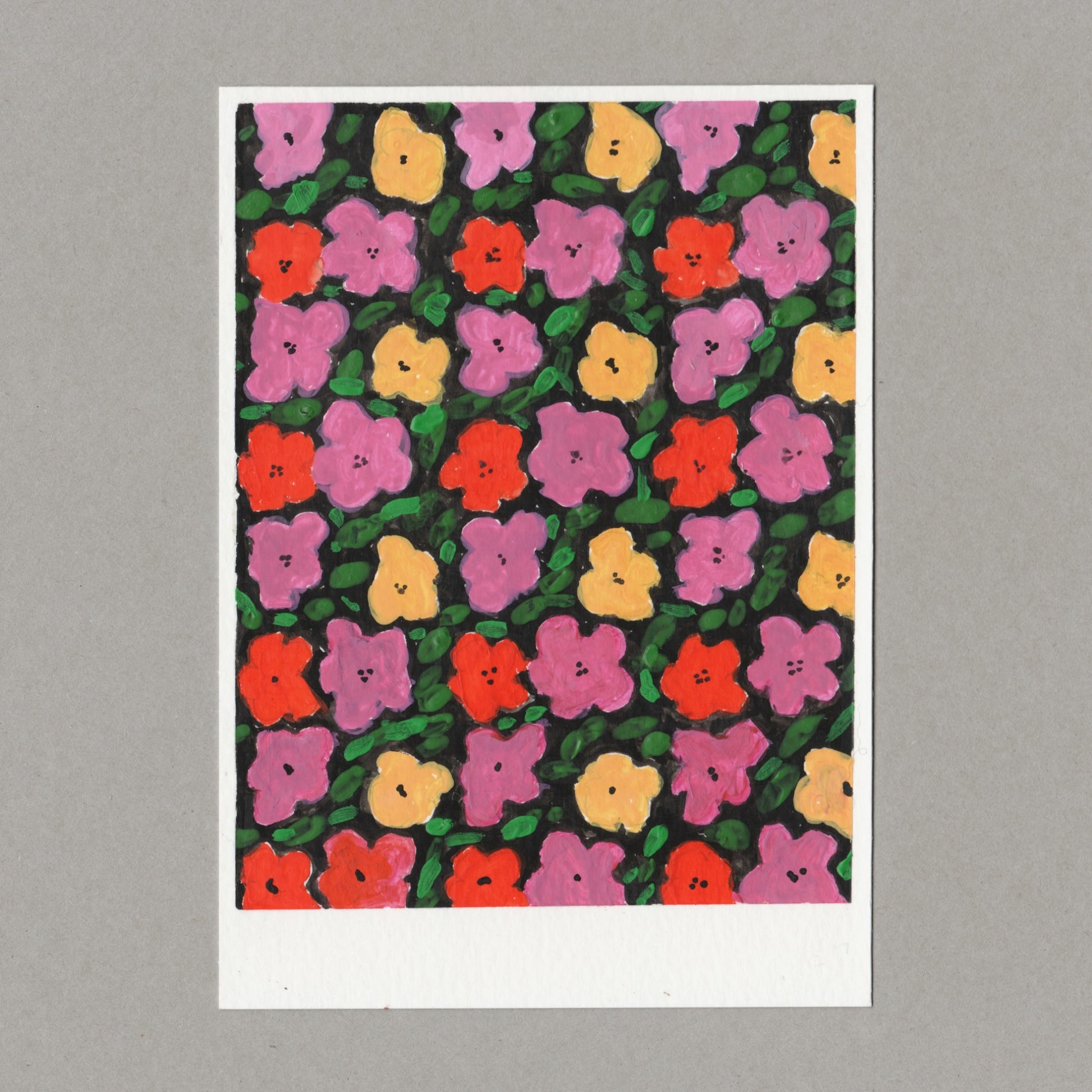 Original gouache painting by Chris Coombes, based on a postcard featuring the catalogue cover for Andy Warhol's 1968 exhibition at Moderna Museet, Stockholm.